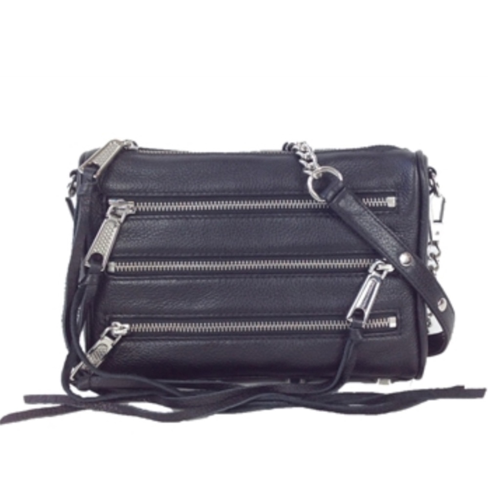 Mini 5 Zip'  Crossbody Bag rocker purse boho leather Rebecca Minkoff spring $250